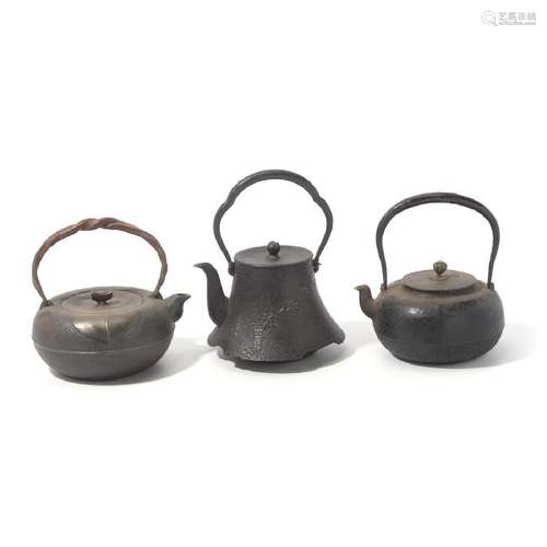 Three Japanese Cast Iron Tetsubin