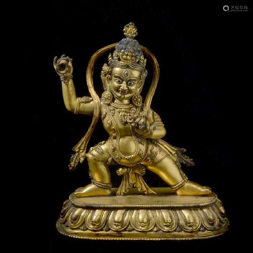 Sino-Tibetan Gilt-Bronze Figure of Vajrapani