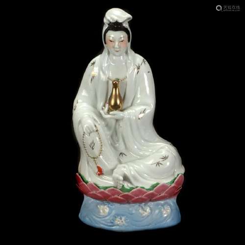 Chinese Famille Rose Porcelain Figure of Guanyin