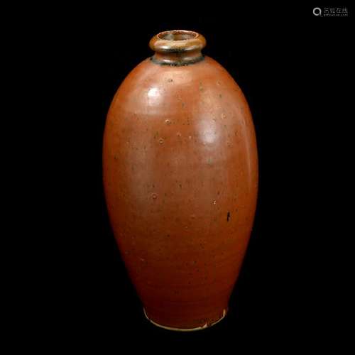 Chinese Cizhou Persimmon Glazed Meiping Vase