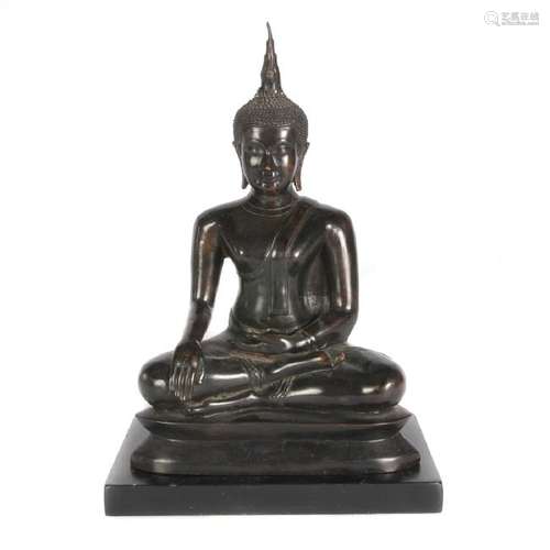 Sukhothai Style Black-Lacquered Bronze Buddha