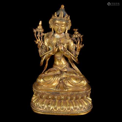 Sino-Tibetan Gilt-Bronze Tara