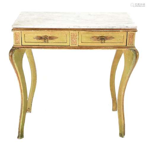 Continental Painted Console Table with a Marble Top