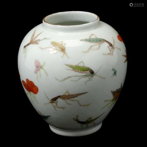 Small Chinese Famille Rose Ovoid Porcelain Water Pot