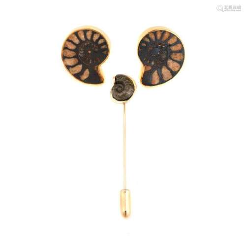 Ammonite, Yellow Gold Jewelry Suite.