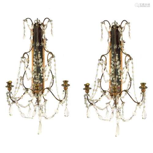 Pair of Italian Neoclassical Style Three Light Sconces