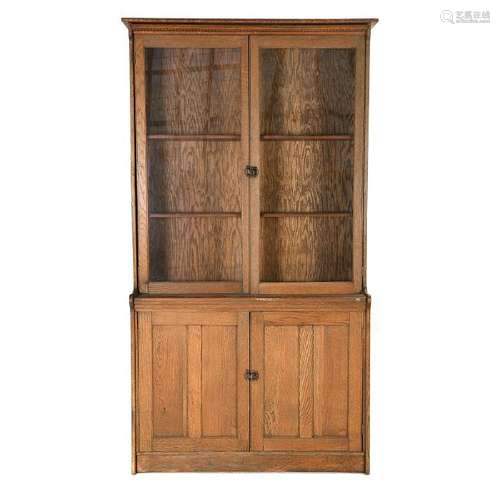 American Arts & Crafts Oak Bookcase Cabinet