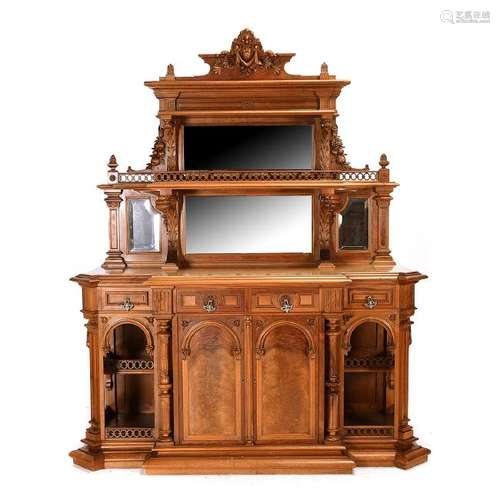 French Renaissance Revival Walnut Buffet a deux corps,