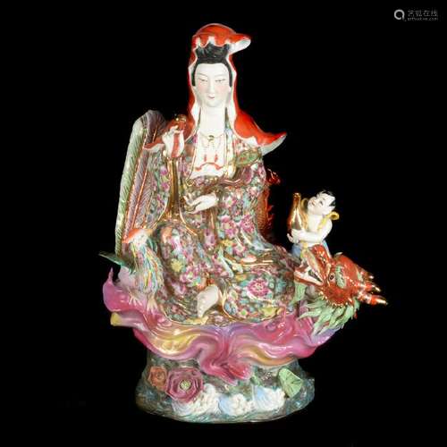 Chinese Famille Rose Porcelain Figure of Guanyin