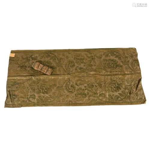 Italian Fortuny Green on Gold Cotton Panel