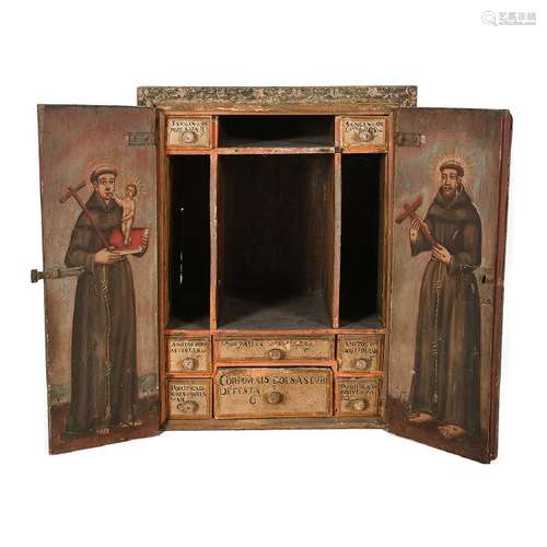 Portuguese Vernacular Two Door Cabinet with Religious