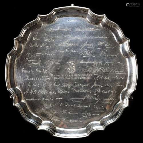 English Sterling Silver Inscribed Tray, 1965