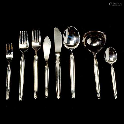 German WMF 800 Silver Mid-Century Modern Flatware Set