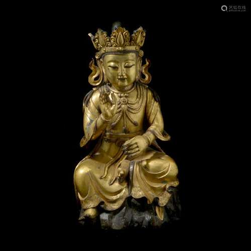 Large Gilt Bronze Seated Bodhisattva