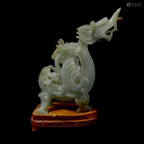 Chinese Spinach Jade Dragon Carving