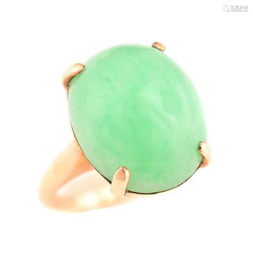 Jadeite Jade, 10k Yellow Gold Ring.