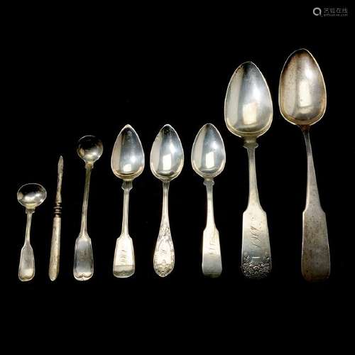 Collection of Various Coin Silver Flatware