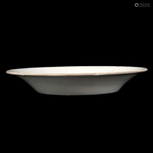 Chinese Dingyao Carved White Glazed Lotus Blossom Dish