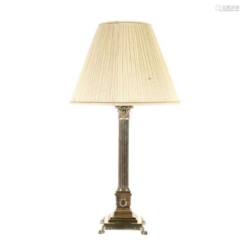 Silver Plate Corinthian Column Form Table Lamp