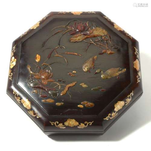 Chinese Hardwood Octagonal Covered Box