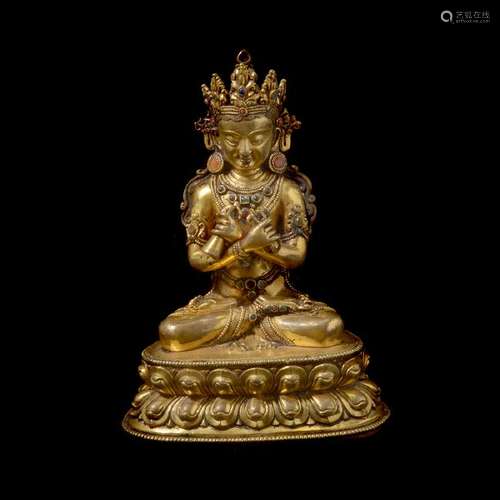 Sino-Tibetan Gilt-Bronze Vajrasattva Bodhisattva