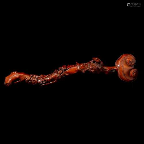 Chinese Carved Boxwood Ruyi Scepter