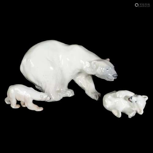 Three Royal Copenhagen Polar Bears