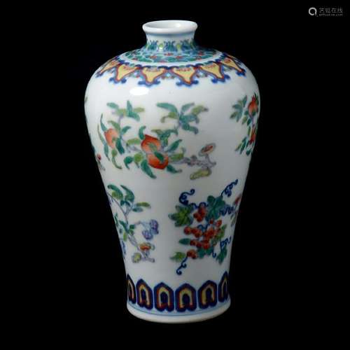 Chinese Doucai Porcelain Floral Spray Meiping Vase