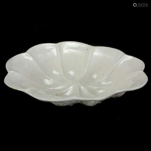 Chinese Dehua Molded Lotus Leaf Form Bowl