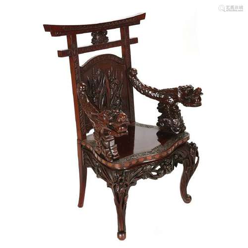 Japanese Carved Armchair