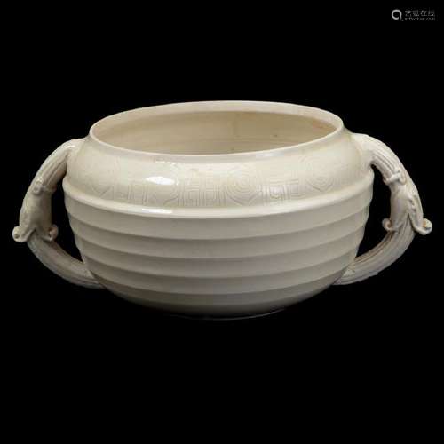 Chinese Dingyao Carved White Glazed Circular Censor