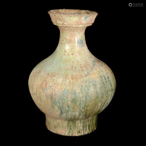 Large Chinese Han Dynasty Pottery Hu-Form Vase