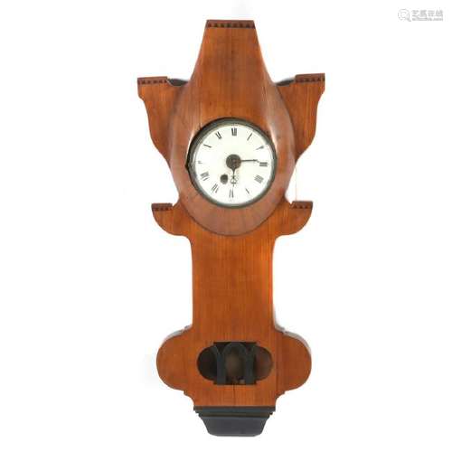 German Biedermeier Wood Wall Clock