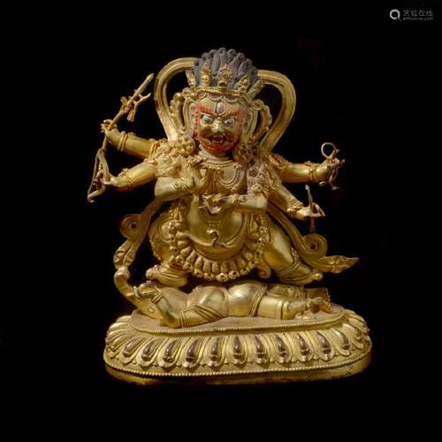 Sino-Tibetan Gilt-Bronze Mahakala