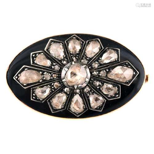 French Victorian Diamond, Black Onyx, Silver-Topped,