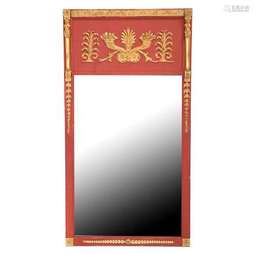 Neo-Classical-Style Painted Trumeau Mirror Applied