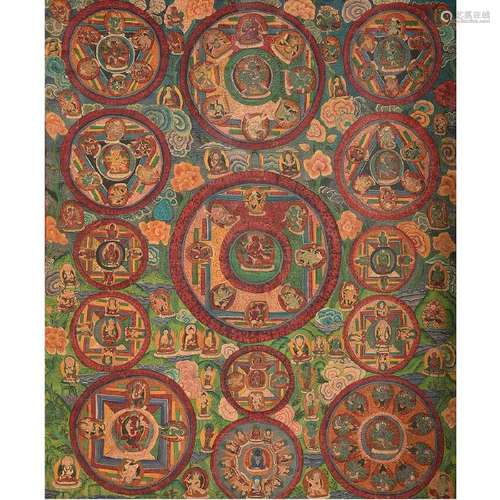 Large Painted Tibetan Thangka