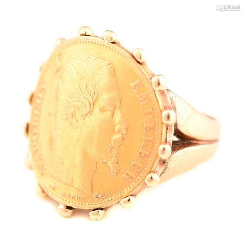 Gold Coin, 14k Yellow Gold Ring.