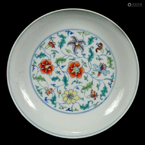 Chinese Doucai Porcelain Floral Dish