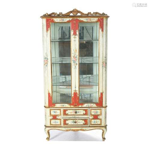 Venetian-Style Painted Corner Cupboard