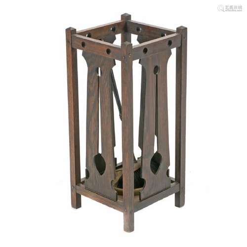 American Arts & Crafts Stained Oak Umbrella Stand