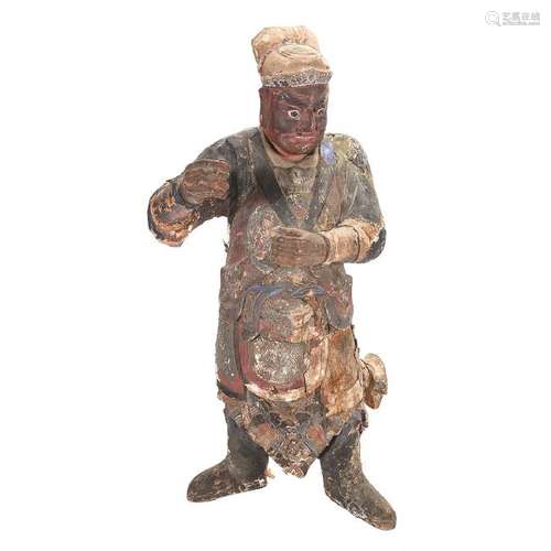 Chinese Carved Polychrome Lacquered Wood Figure