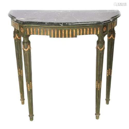 Louis XVI Style Parcel Gilt and Green Painted Marble