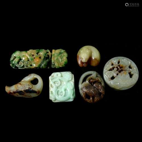 Six Chinese Jade and Jadeite Carvings