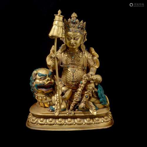 Sino-Tibetan Gilt-Bronze Jambhala