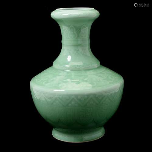 Chinese Archaistic Carved Celadon Vase