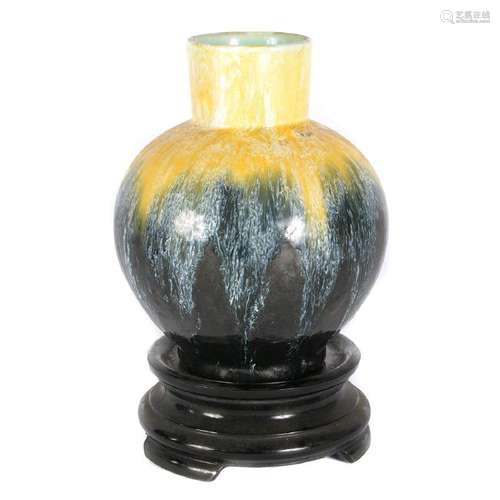 Belgian Boche Freres Keramis Vase with Crystalline