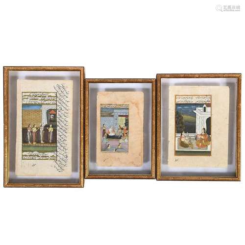 Three Indian Miniature Folio Paintings