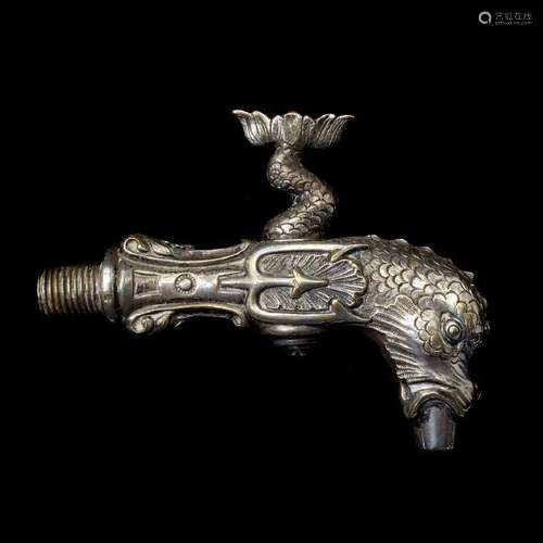 Continental Baroque Style Silvered Bronze Dolphin