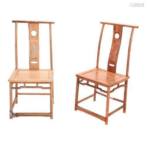 Pair of Chinese Official's Hat Side Chairs